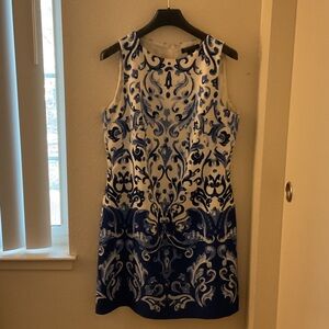 Ralph Lauren Blue and White Patterned Mini Dress